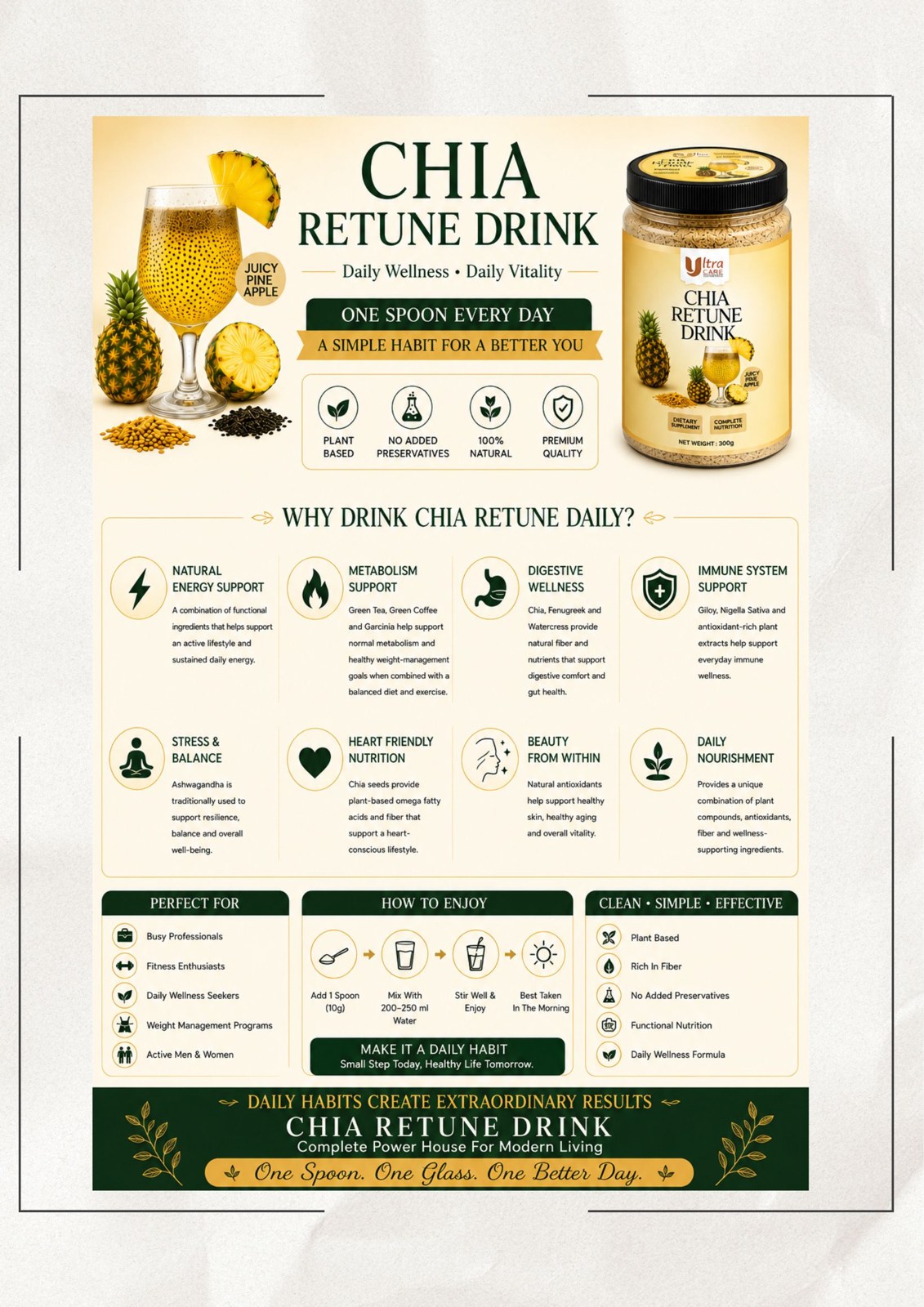 Chia Retune Drink Pineapple (300 g) - Image 3