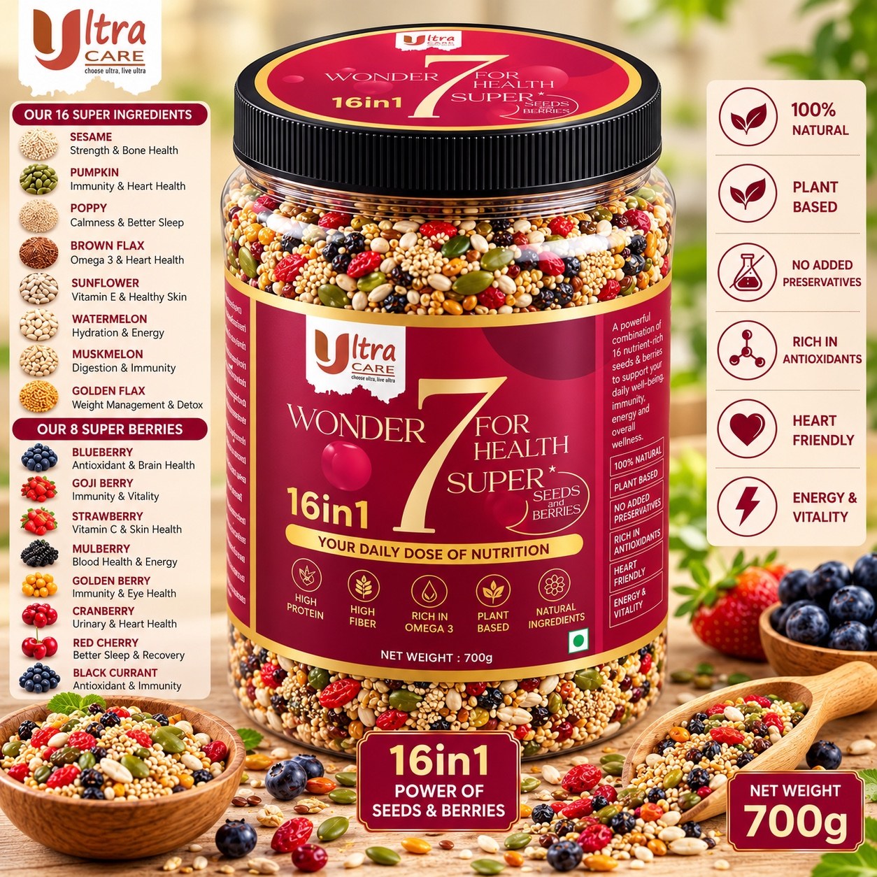 Ultra Care Super Seeds with Berries 16 in 1 (700 g) - Image 2